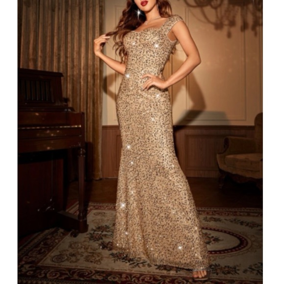 Luxe zip back mermaid hem bridesmaids party formal evening wedding dress - Picture 10 of 14